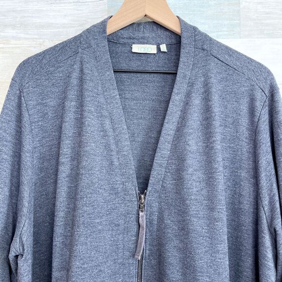 LOGO Lori Goldstein Zip Up Drapey Cardigan Sweater Gray Womens Plus Size 2X - Picture 2 of 6
